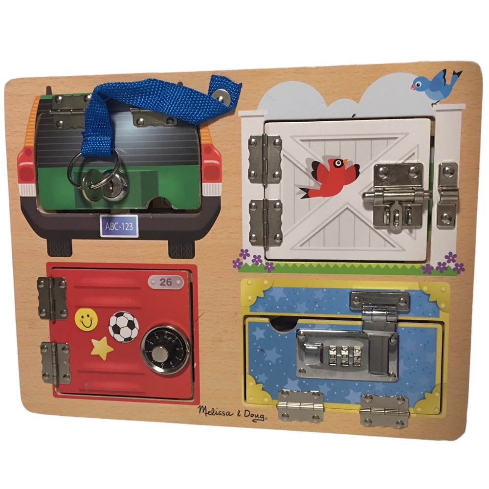 Melissa & Doug Lock & latch wooden board puzzle educational EUC